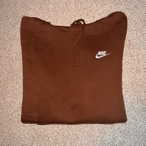 Nike Brown Men's Pullover Hoodie with White Logo